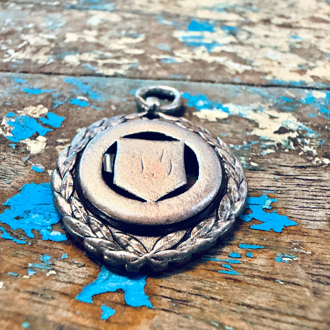 Very Time-Worn British Sterling Silver Crest Pendant