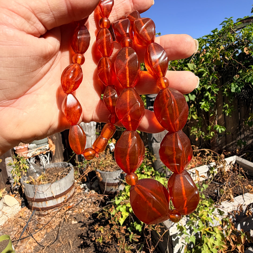 Vintage Mid-Century Amber Bead Necklace