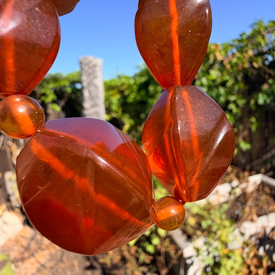 Vintage Mid-Century Amber Bead Necklace