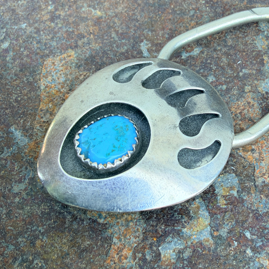 Vintage Navajo Sterling Silver & Turquoise Key Ring