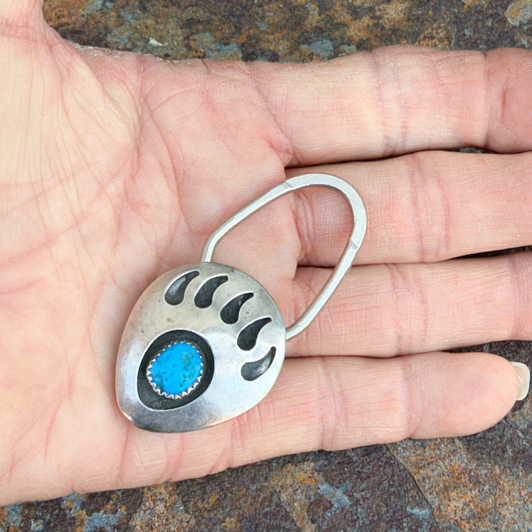 Vintage Navajo Sterling Silver & Turquoise Key Ring