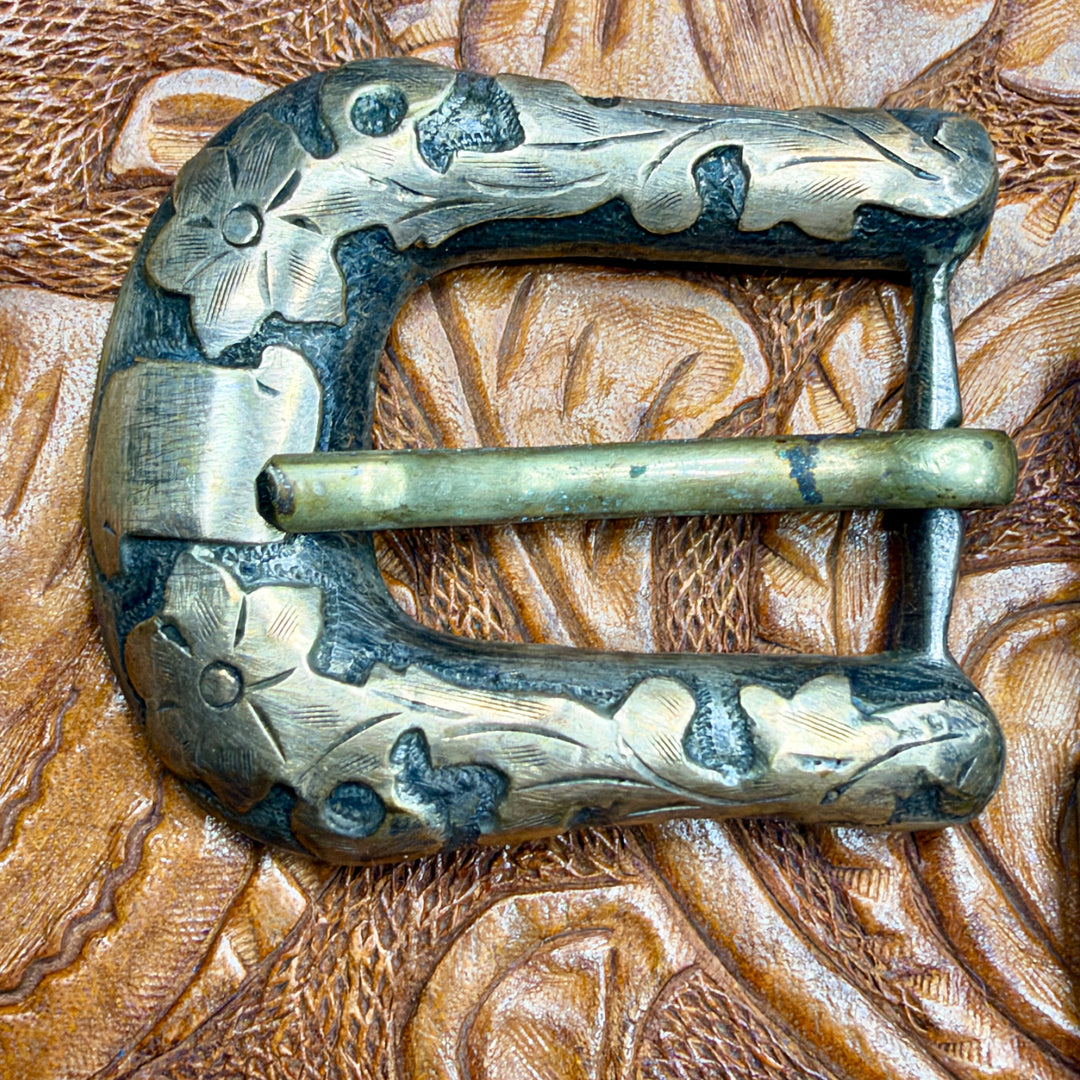 Vintage Mid-Century Western Ranger Buckle Set 4 PC Mexico Sterling Gold