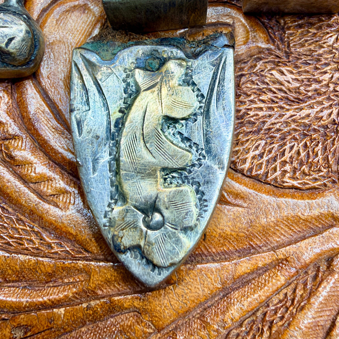 Vintage Mid-Century Western Ranger Buckle Set 4 PC Mexico Sterling Gold