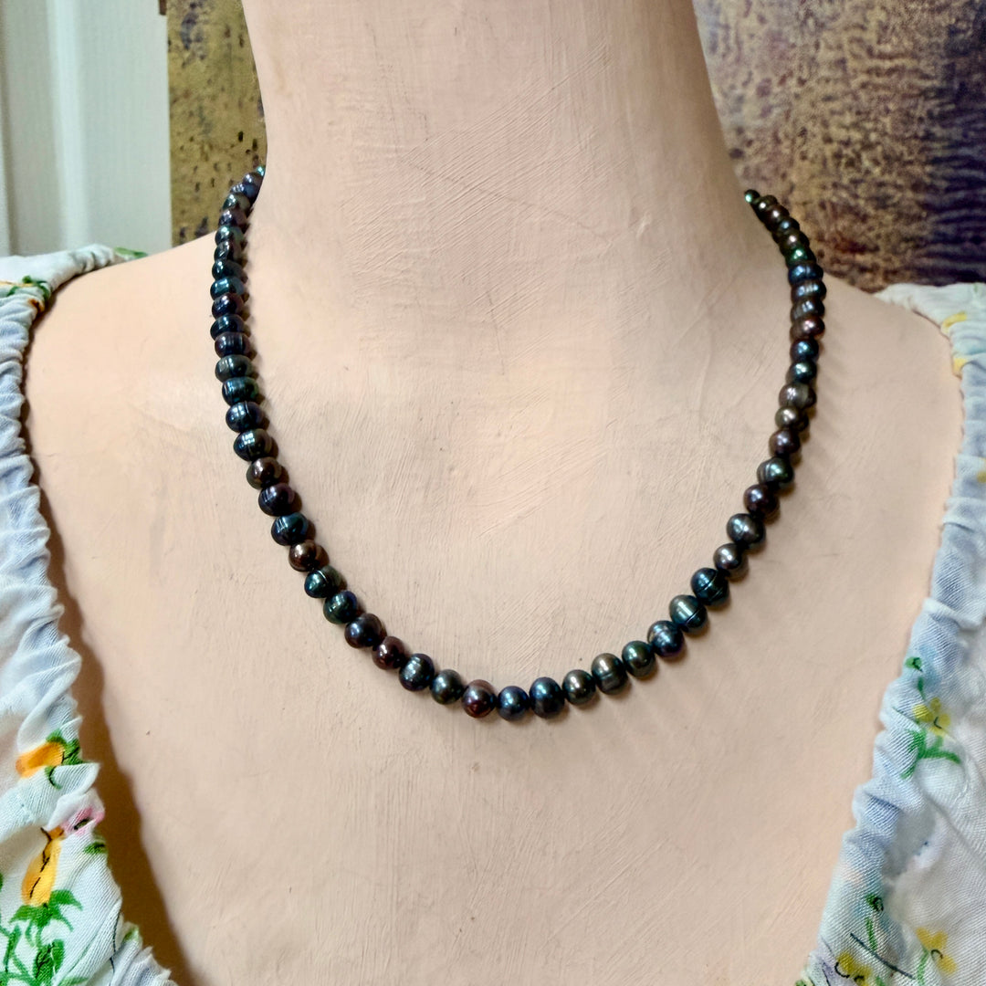 Genuine Black Peacock Baroque Pearl Necklace