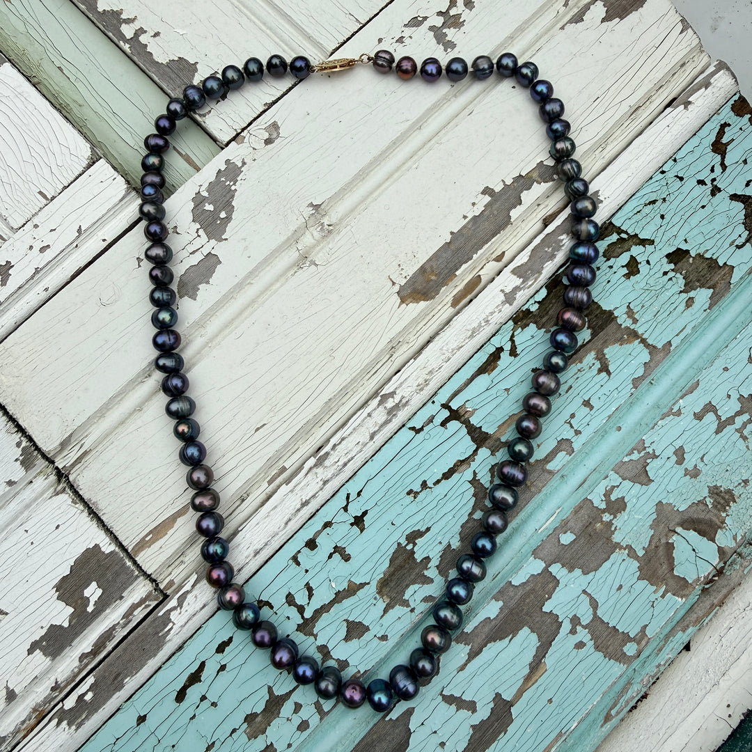 Genuine Black Peacock Baroque Pearl Necklace