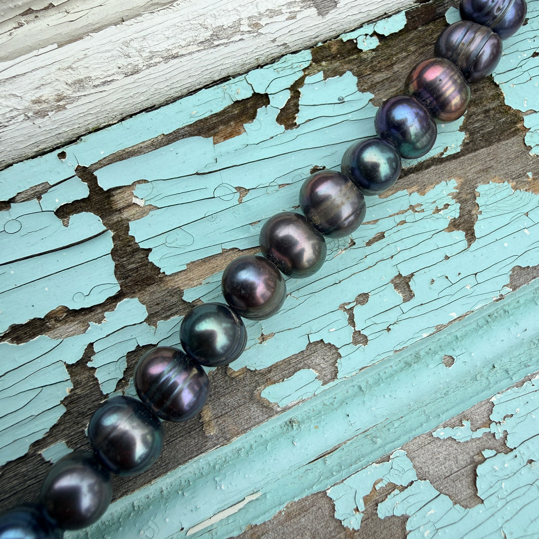 Genuine Black Peacock Baroque Pearl Necklace