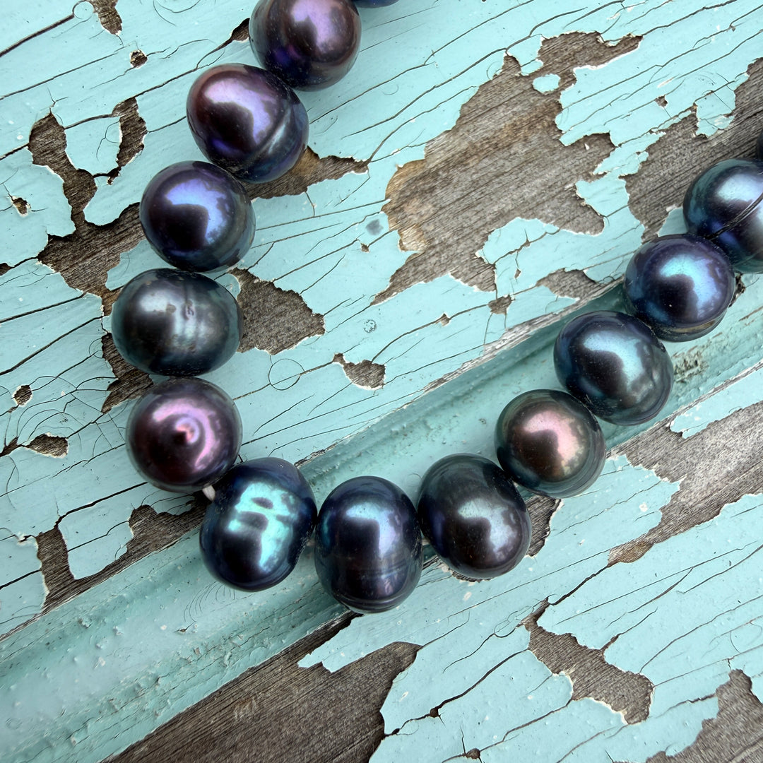 Genuine Black Peacock Baroque Pearl Necklace