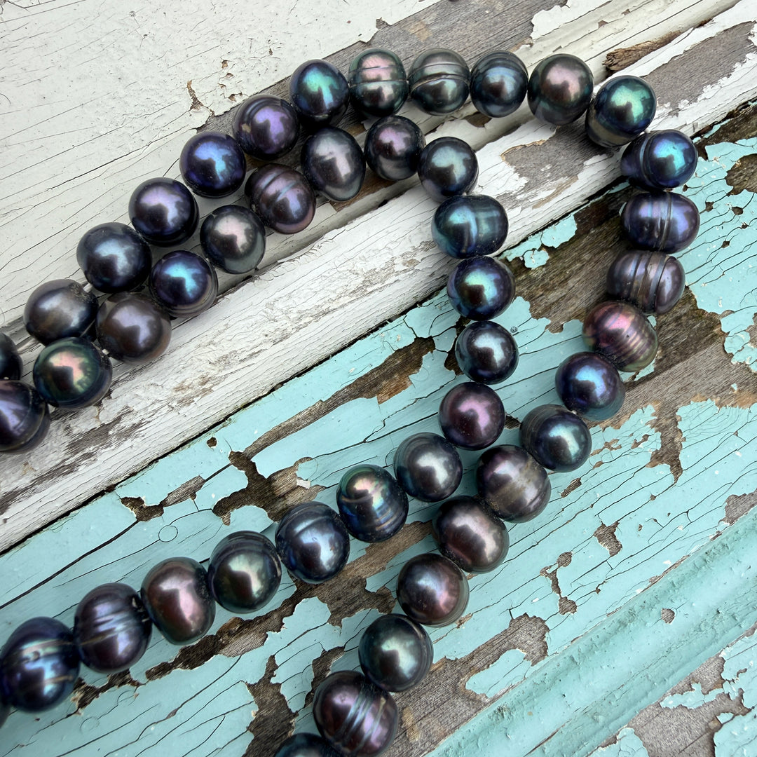 Genuine Black Peacock Baroque Pearl Necklace