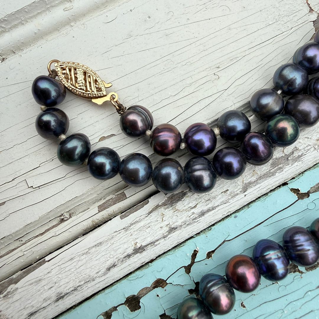 Genuine Black Peacock Baroque Pearl Necklace