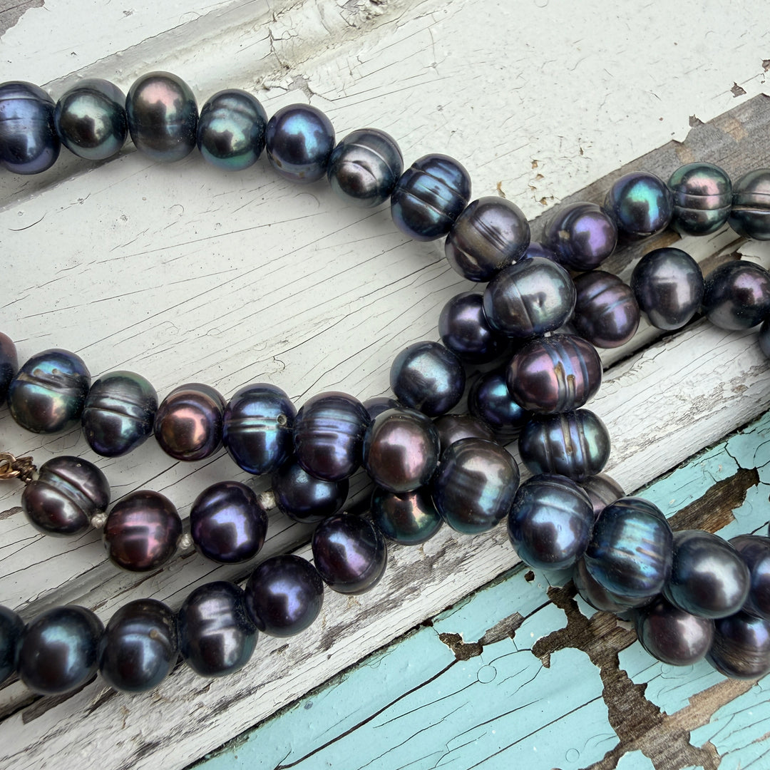 Genuine Black Peacock Baroque Pearl Necklace