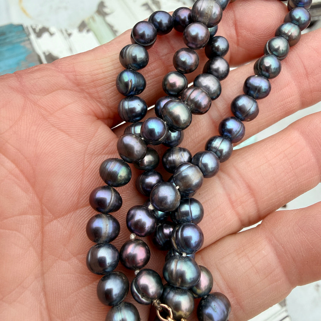 Genuine Black Peacock Baroque Pearl Necklace