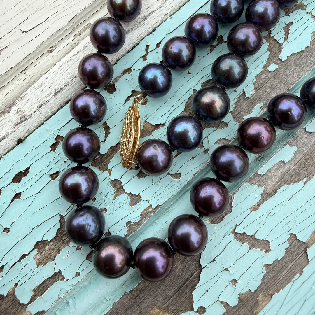 Genuine Black Cultured Pearl Necklace
