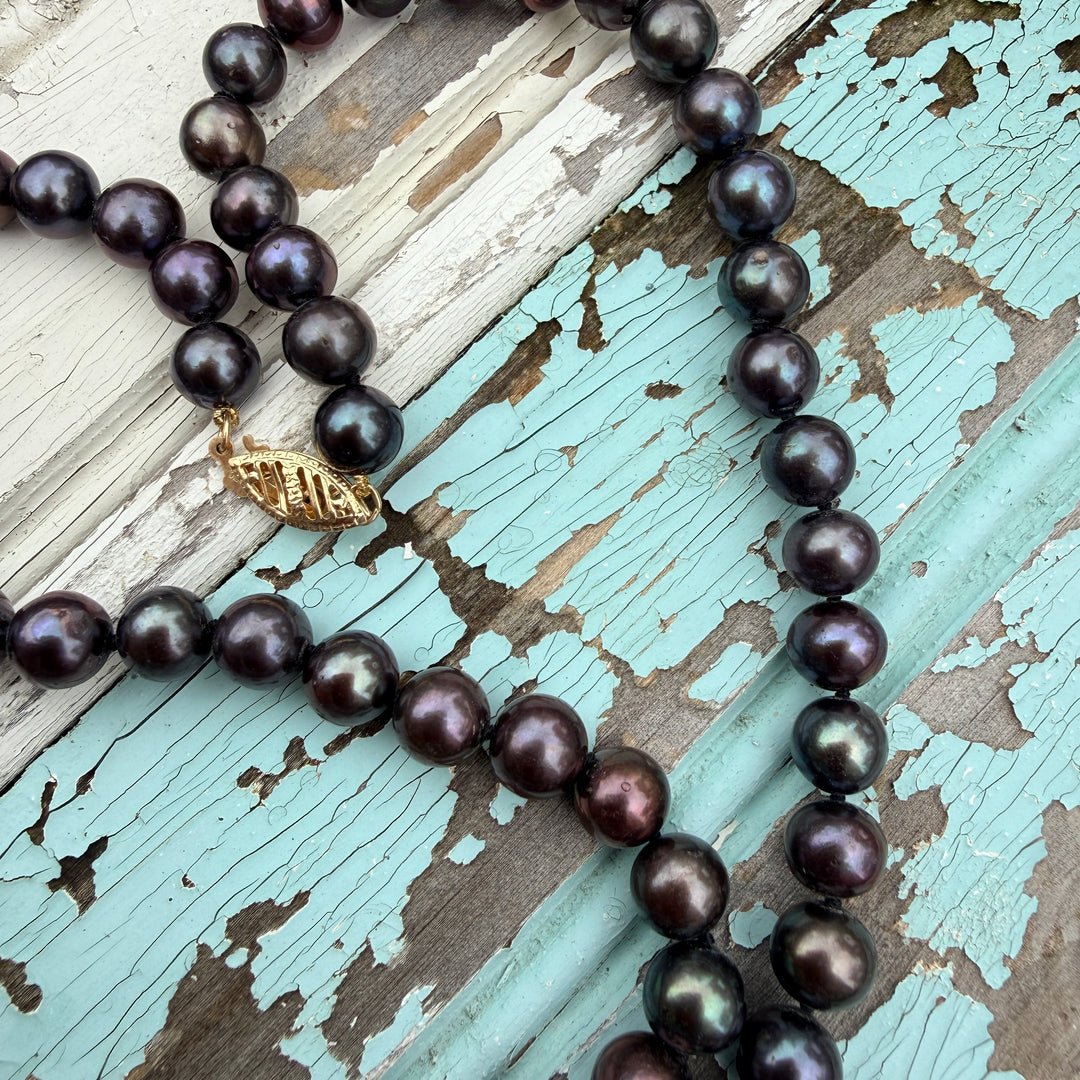 Genuine Black Cultured Pearl Necklace