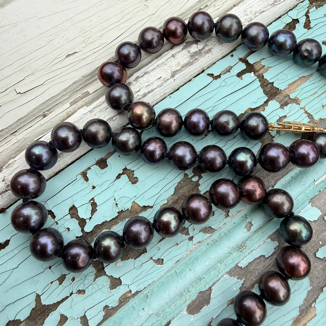 Genuine Black Cultured Pearl Necklace