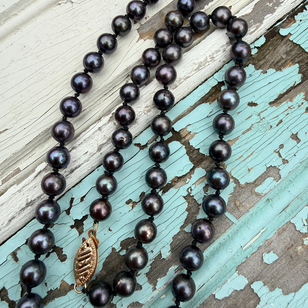 Genuine Black Cultured Pearl Necklace