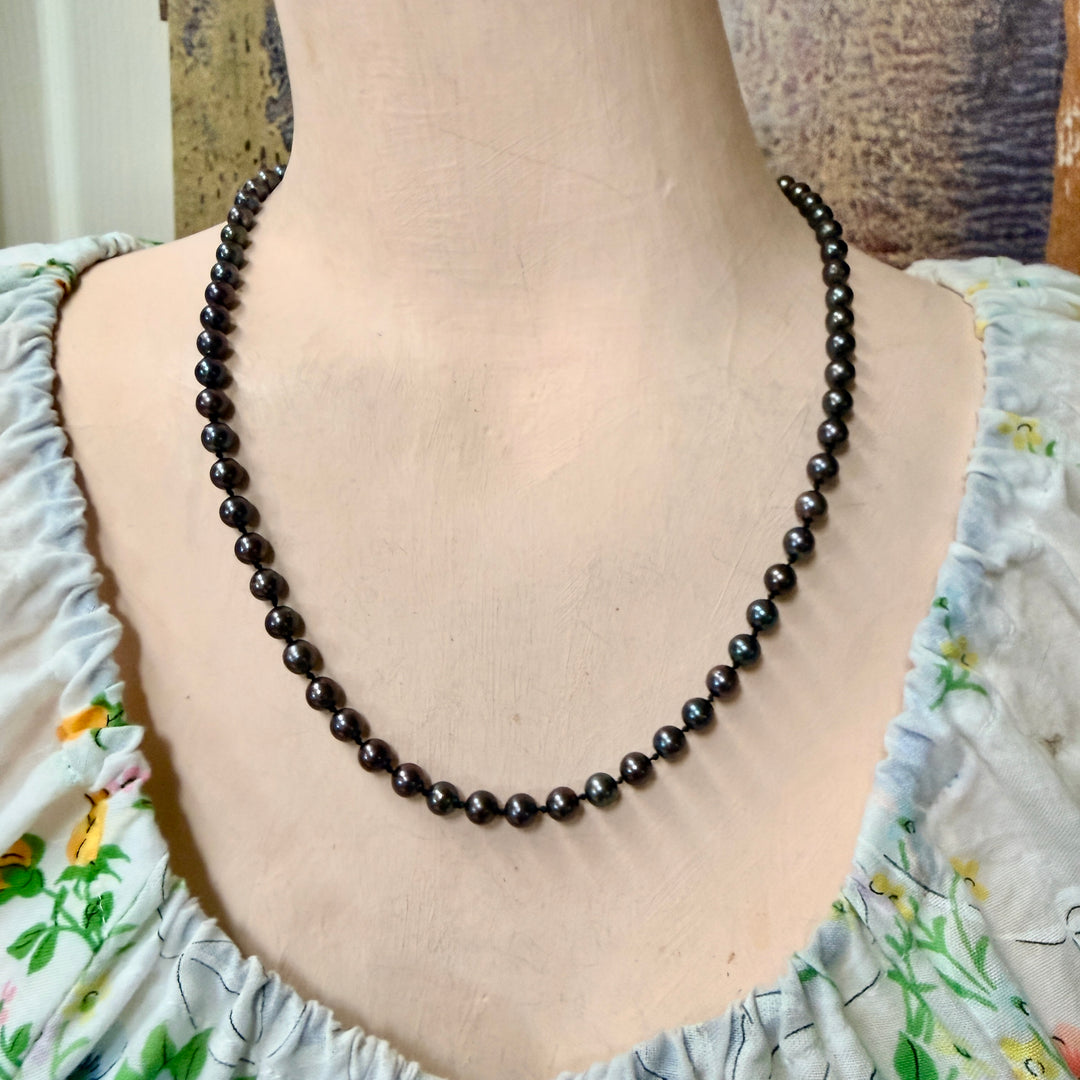 Genuine Black Cultured Pearl Necklace