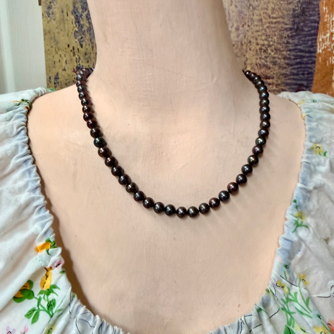 Genuine Black Cultured Pearl Necklace