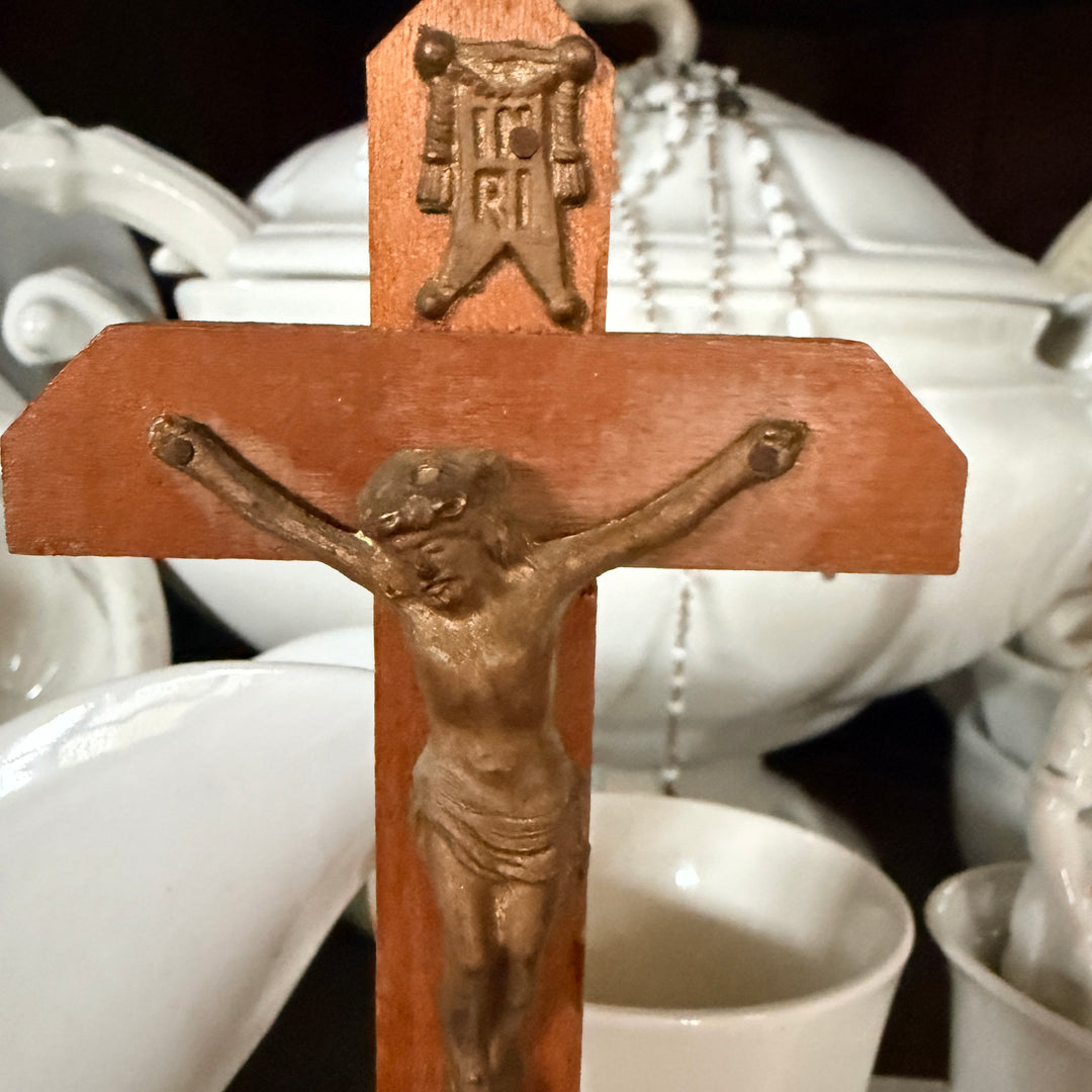 Vintage Wooden Freestanding Crucifix