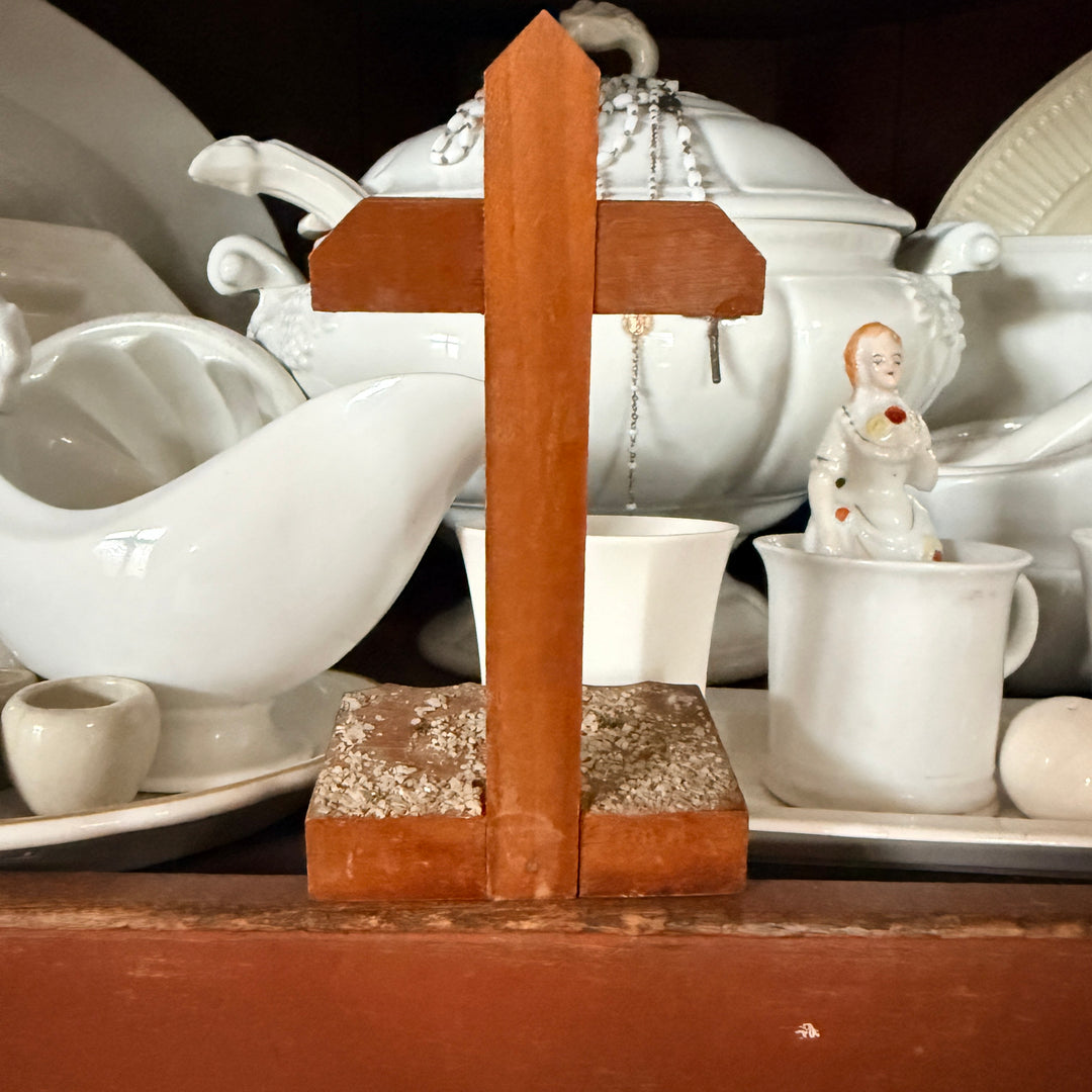 Vintage Wooden Freestanding Crucifix