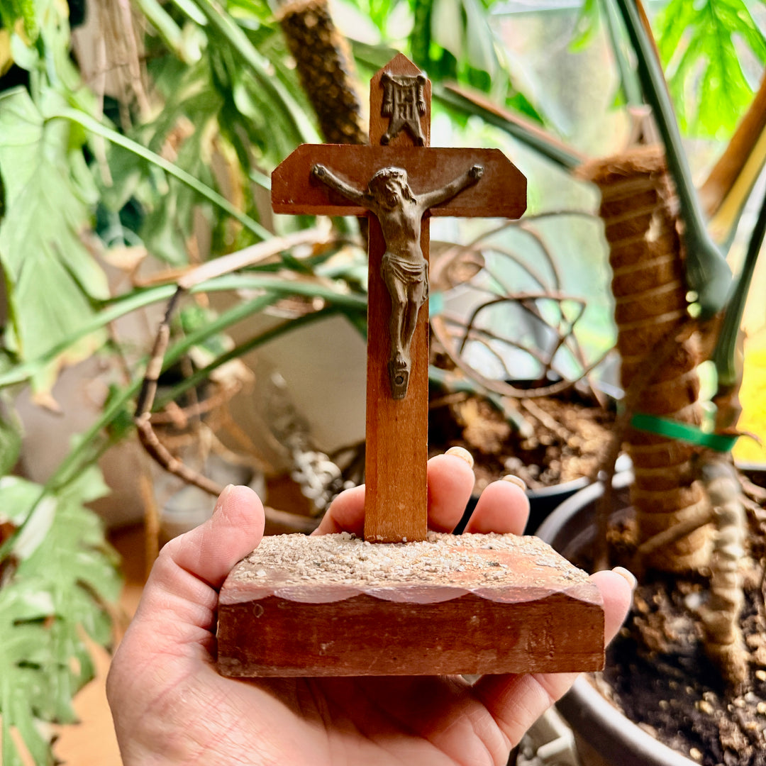 Vintage Wooden Freestanding Crucifix