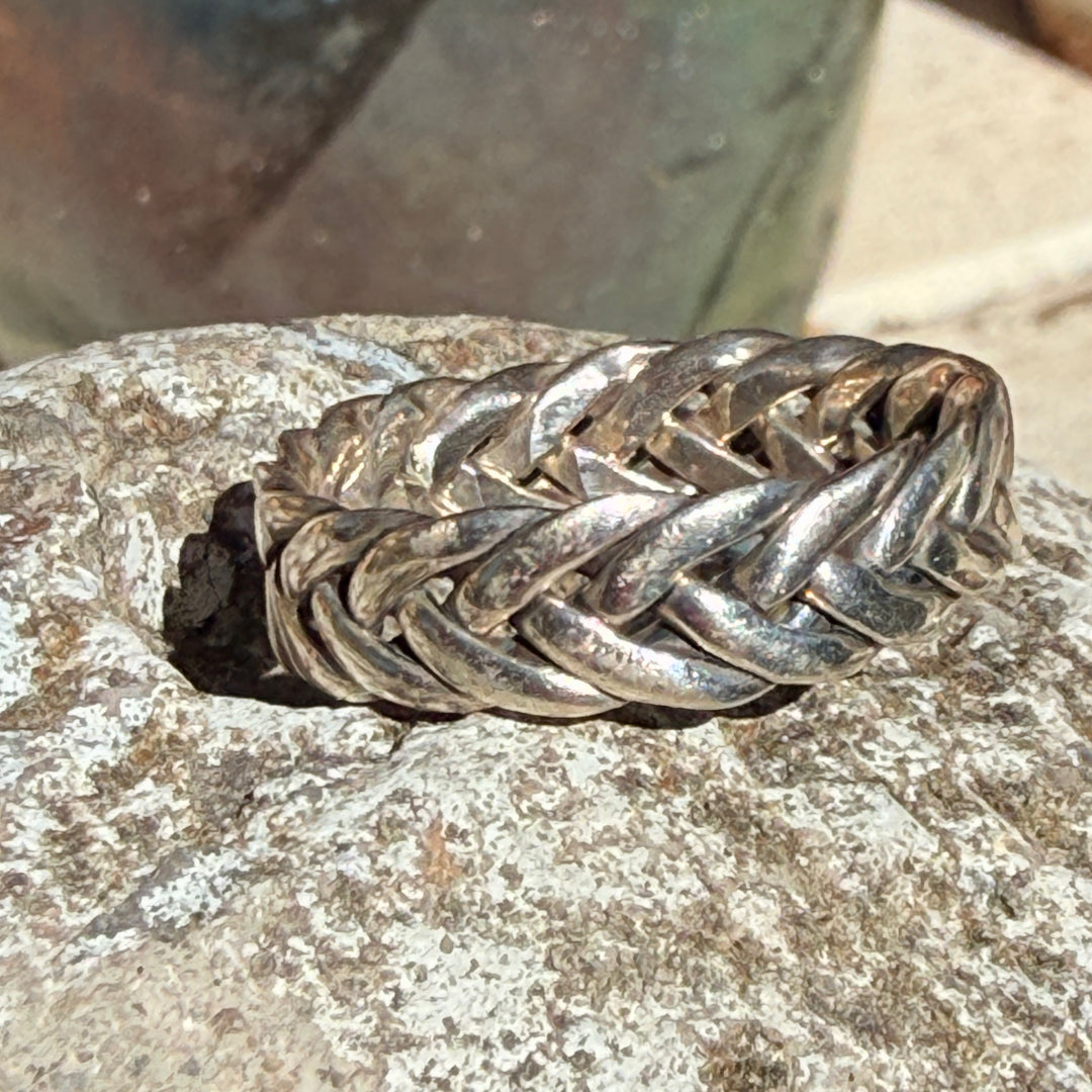 Vintage Sterling Silver Braid Band Ring Size 13
