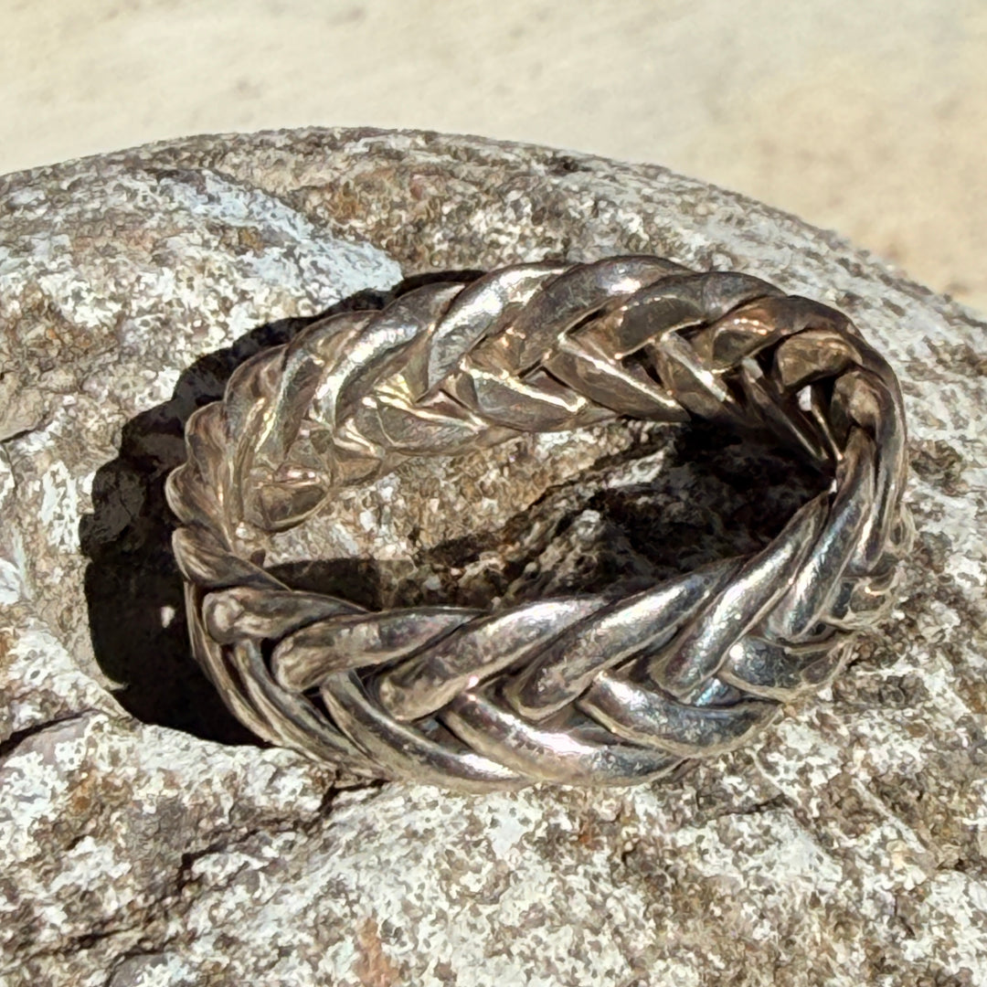 Vintage Sterling Silver Braid Band Ring Size 13