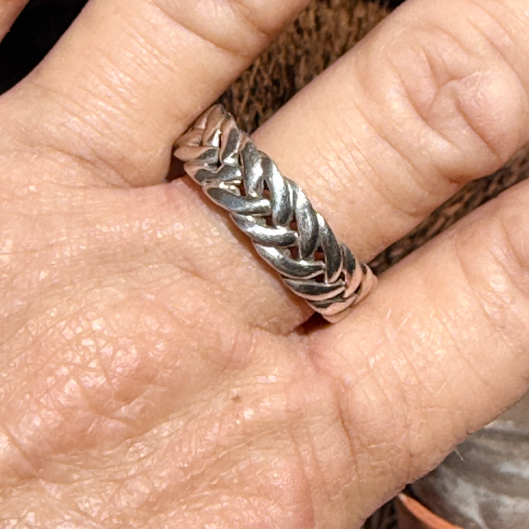 Vintage Sterling Silver Braid Band Ring Size 13