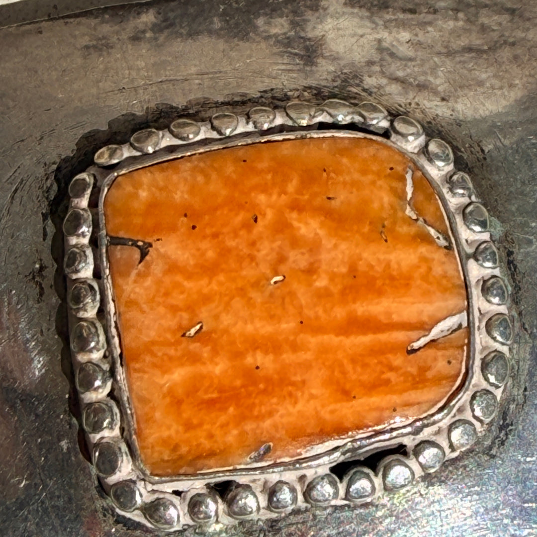 Sterling Silver Orange Spiny Oyster Pin Brooch