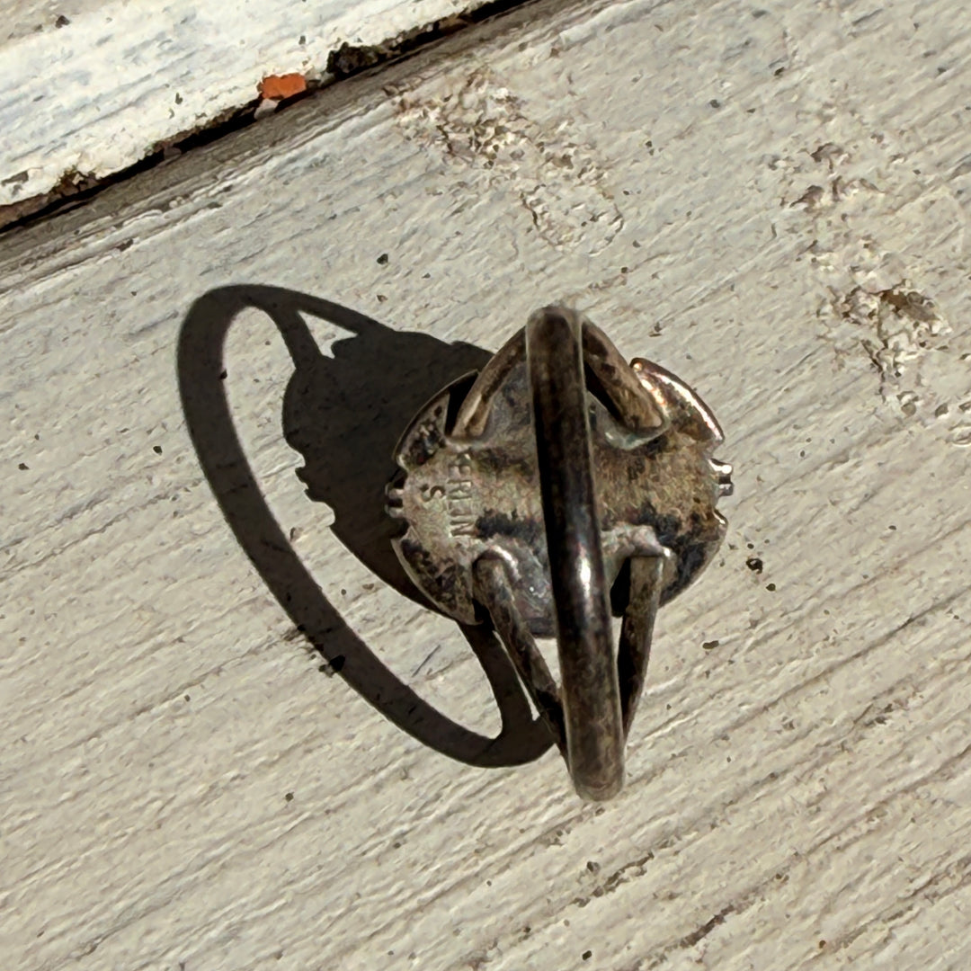 Signed Navajo Sterling Silver Malachite Ring Size 6.5