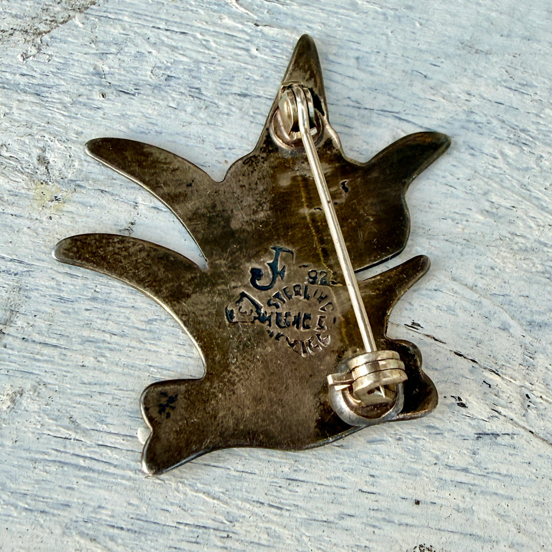 Vintage Mexican Guilloche Enamel Agave Harvester  Pin Sterling Silver