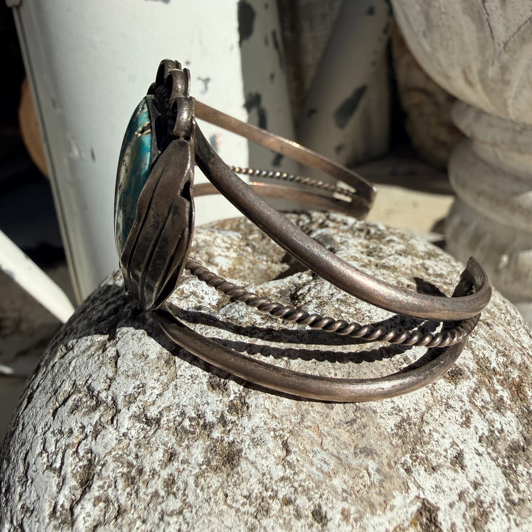 Vintage Navajo Sterling Silver & Turquoise Cuff Bracelet