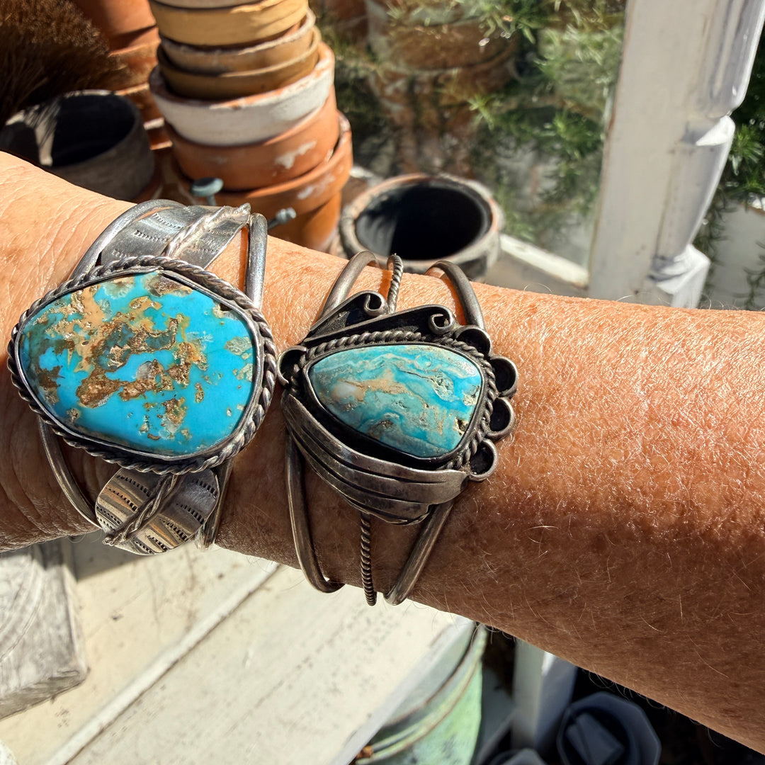 Vintage Navajo Sterling Silver & Turquoise Cuff Bracelet