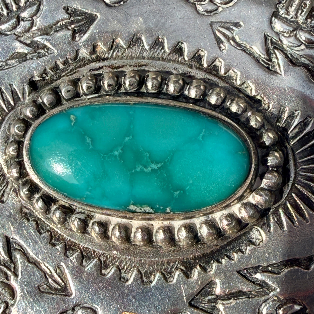Navajo Sterling Silver & Turquoise Concho Pin