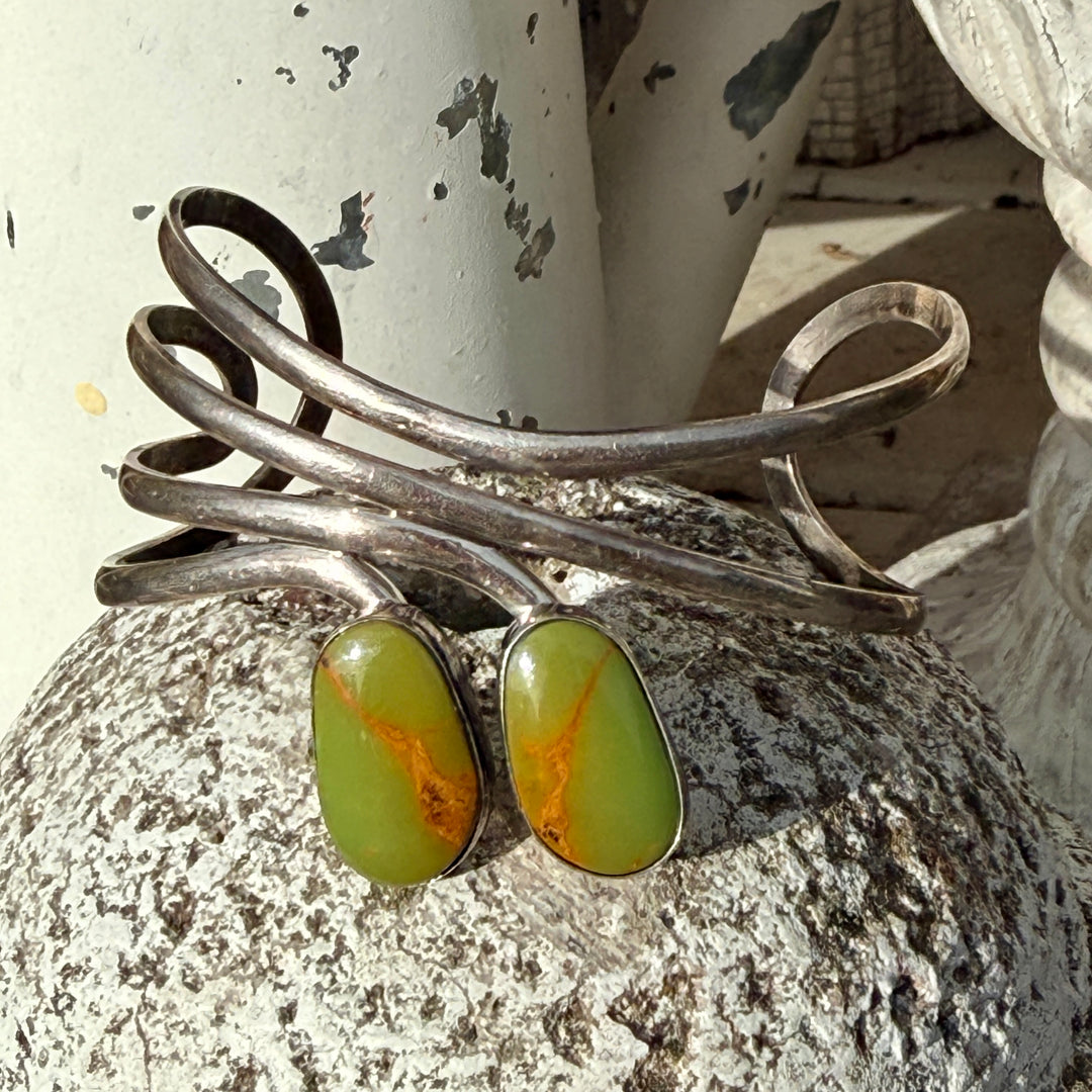 Navajo Sterling SIlver & Turquoise Cuff Bracelet Sunrise Gallery