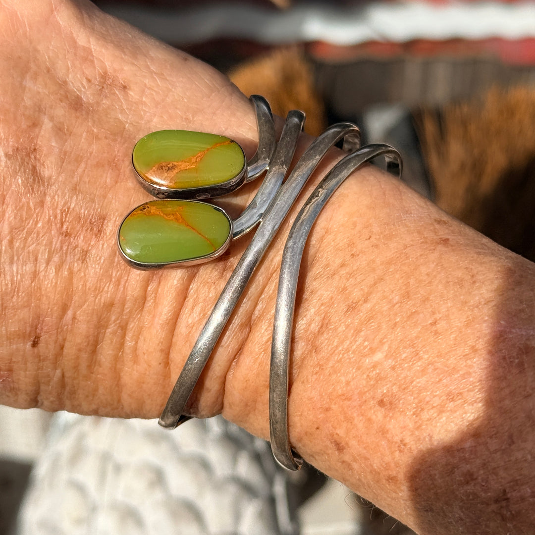 Navajo Sterling SIlver & Turquoise Cuff Bracelet Sunrise Gallery