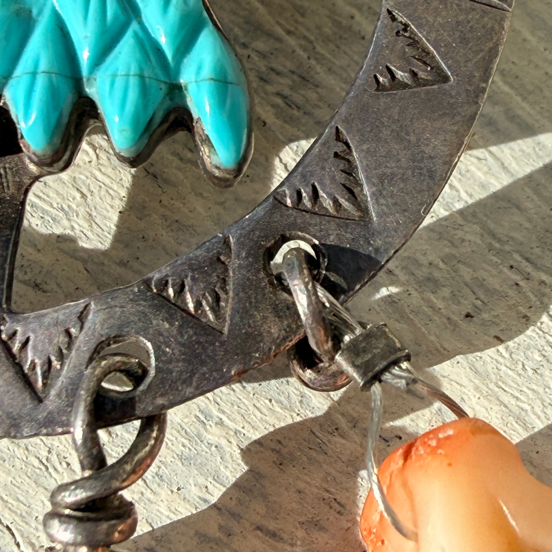 Navajo Medicine Wheel Eagle Pendant Sterling Silver Turquoise