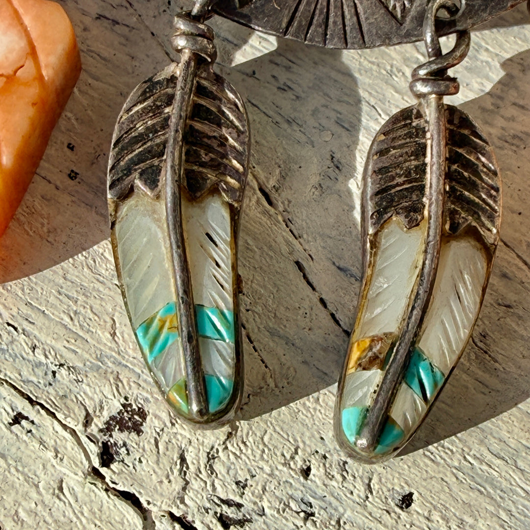 Navajo Medicine Wheel Eagle Pendant Sterling Silver Turquoise