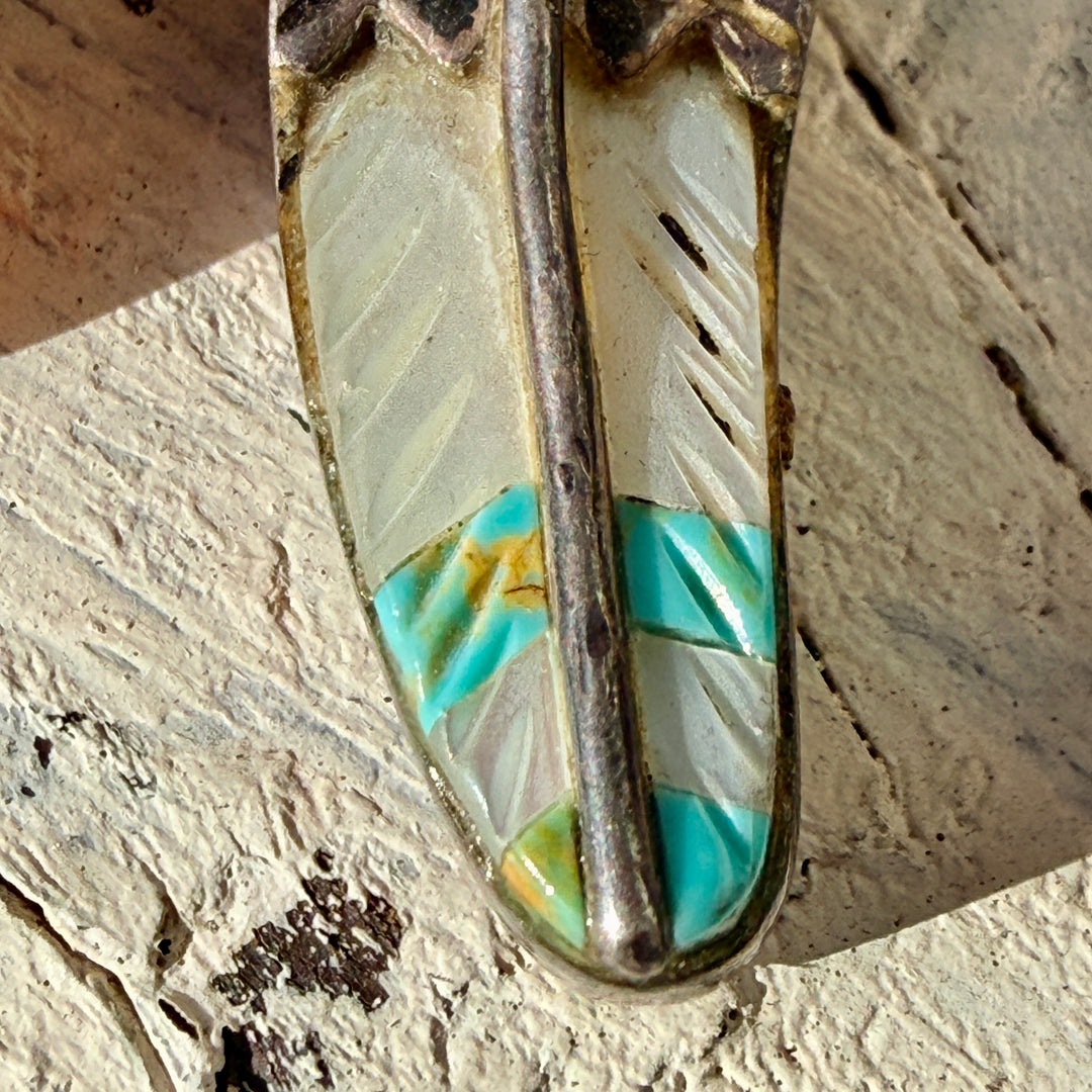 Navajo Medicine Wheel Eagle Pendant Sterling Silver Turquoise