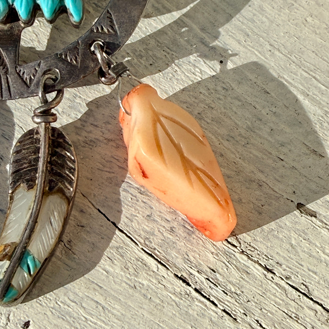 Navajo Medicine Wheel Eagle Pendant Sterling Silver Turquoise