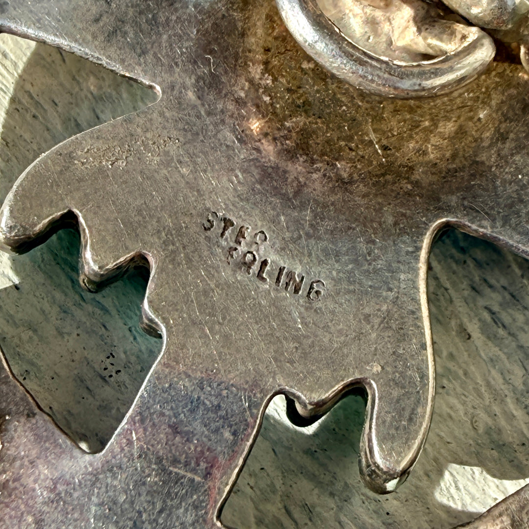 Navajo Medicine Wheel Eagle Pendant Sterling Silver Turquoise