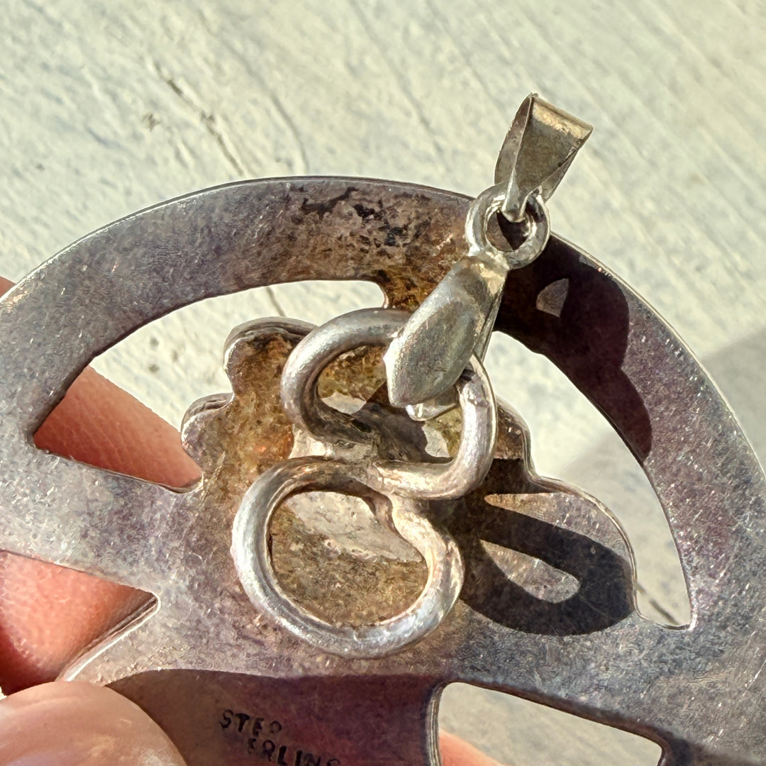 Navajo Medicine Wheel Eagle Pendant Sterling Silver Turquoise