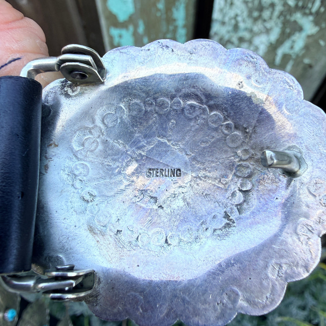 Vintage Navajo Sterling Silver & Turquoise Concho Belt