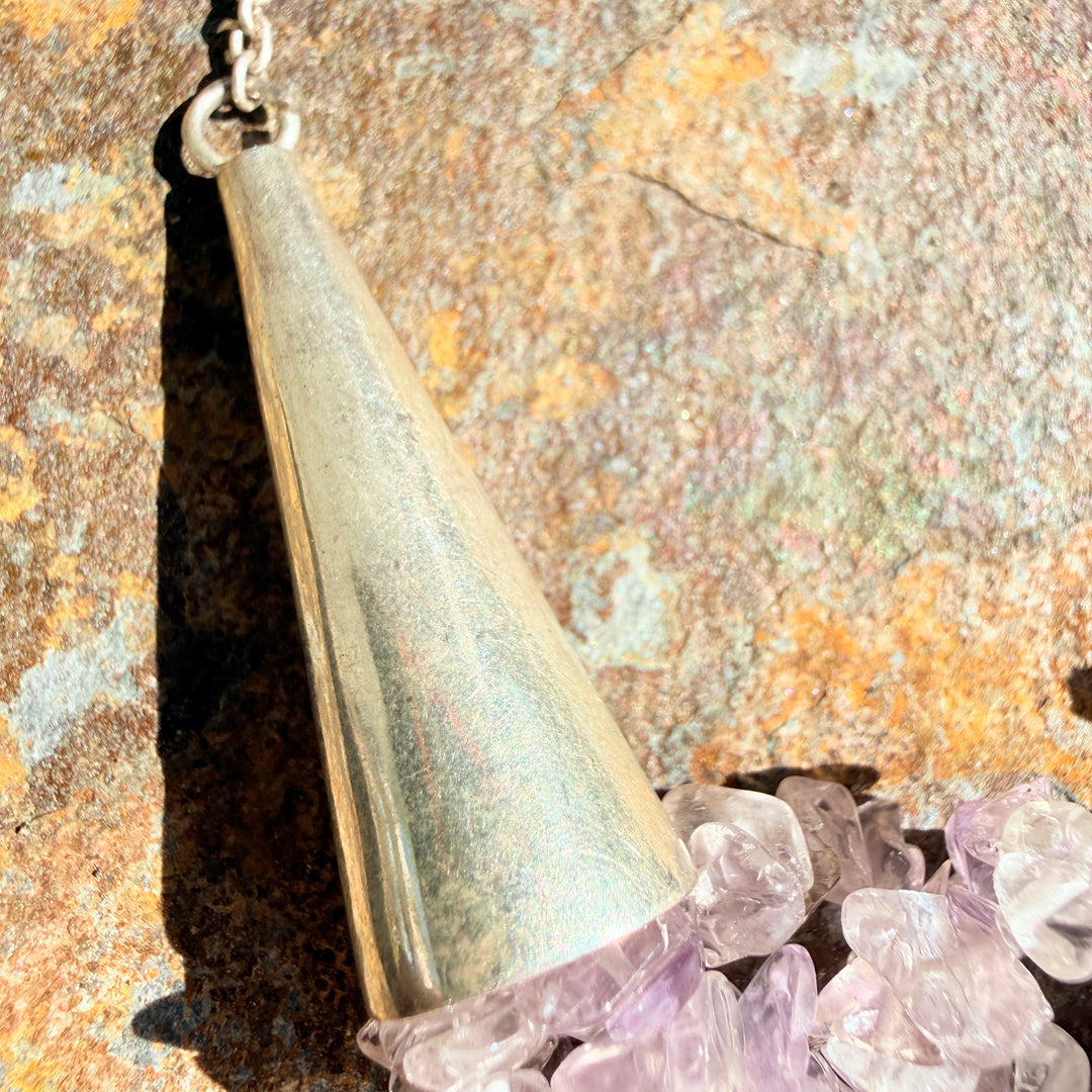 Vintage Sterling Silver & Pale Lavender Bead Necklace