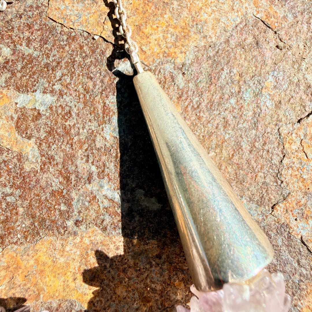 Vintage Sterling Silver & Pale Lavender Bead Necklace