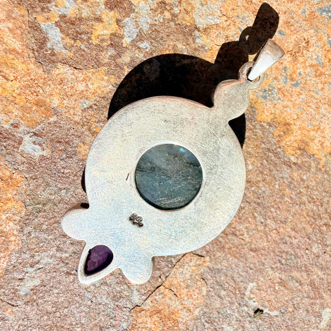 Sterling Silver Labradorite Pearl & Amethyst Pendant