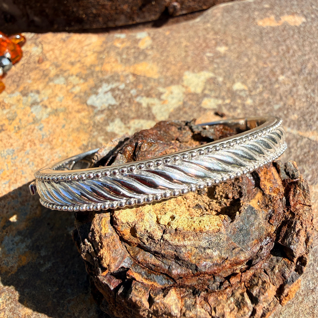 Judith Ripka Sterling Silver Hinged Bangle Bracelet