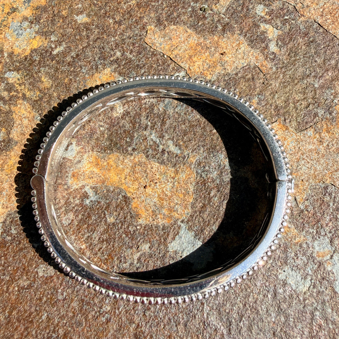 Judith Ripka Sterling Silver Hinged Bangle Bracelet