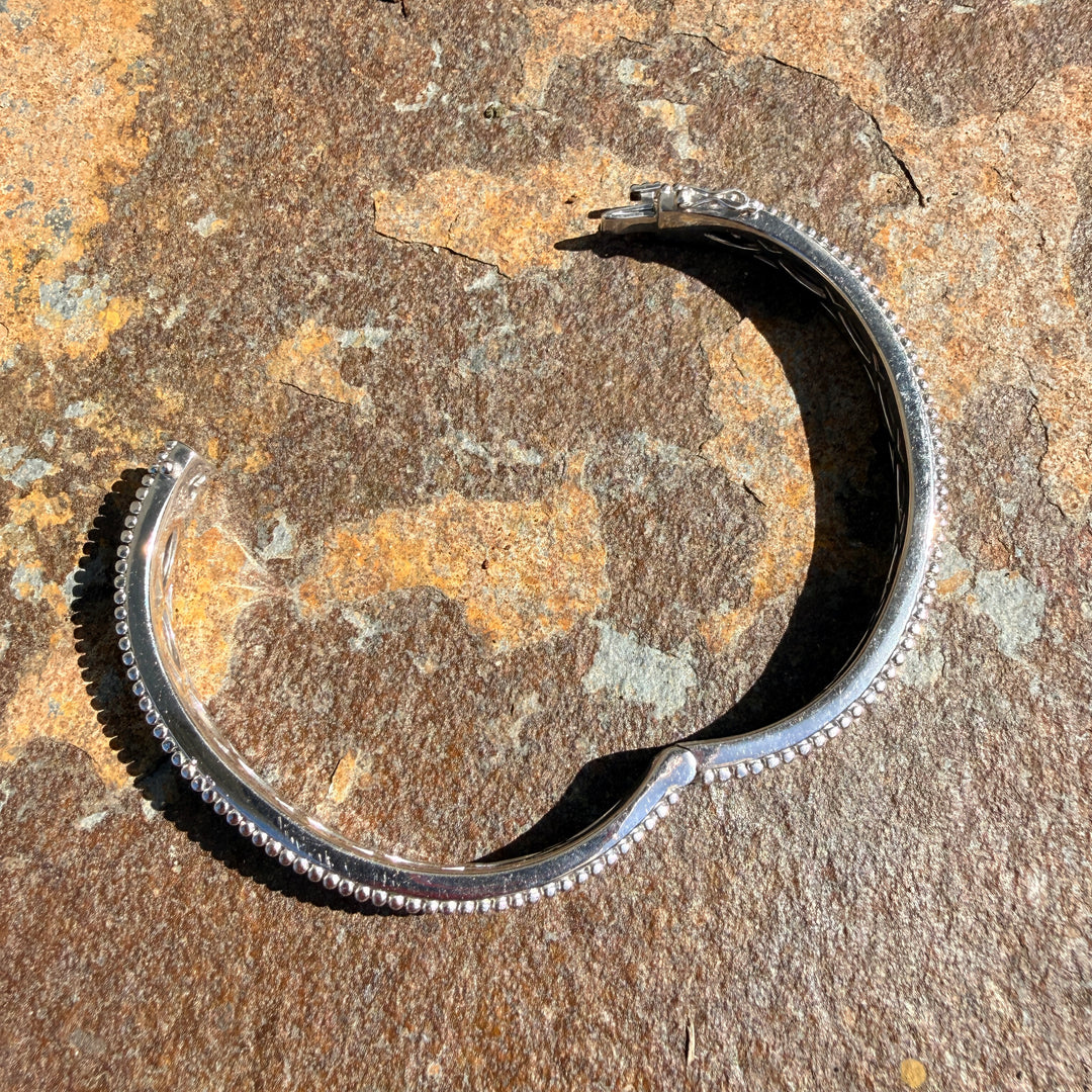 Judith Ripka Sterling Silver Hinged Bangle Bracelet