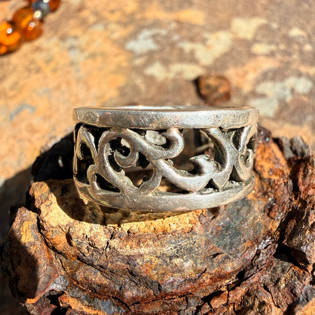 Sterling Silver Openwork Band Ring Size 10
