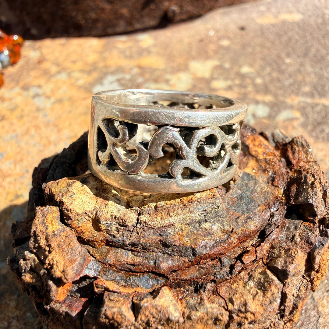Sterling Silver Openwork Band Ring Size 10